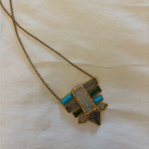 Alexis BittaGold-Tone Geometric Multi-Stone Pendant Necklace - Turquoise & Green